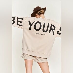 Beige Graphic Sweatshirt